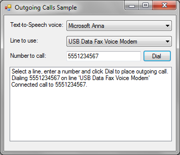 AddTapi.NET Sample - Outgoing Calls