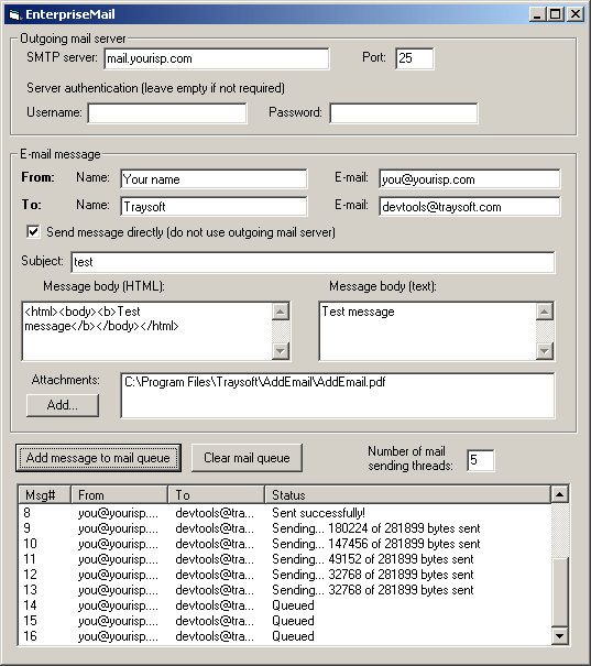 AddEmail Sample - Enterprise Mail